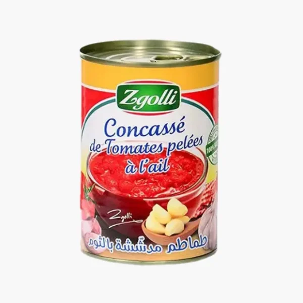 Tomates Pelées Concassées à L’ail ZGOLLI 370g