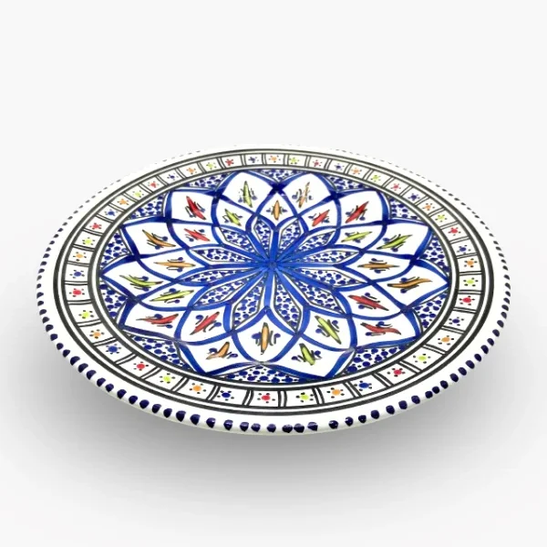 Assiette plate 20D - Motifs graphiques bleu