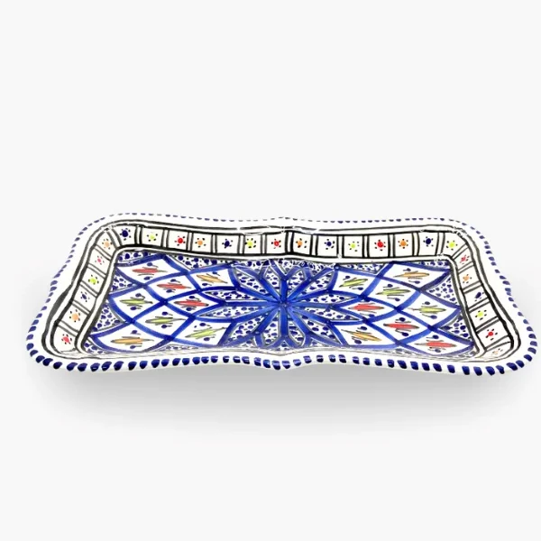 Plateau à cake moyen model - Motifs graphiques bleu