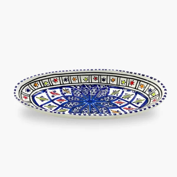 Plat oval 20D - Motifs graphiques bleu