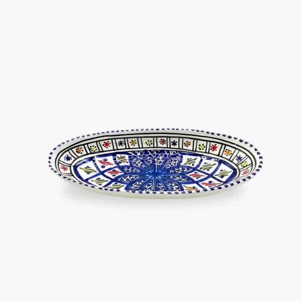 Plat oval 15D - Motifs graphiques bleu