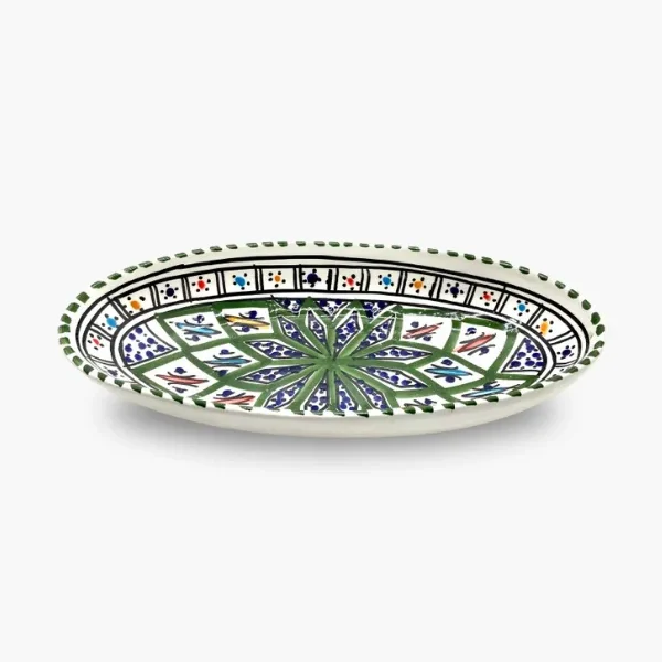 Plat oval 20D - Motifs graphiques vert