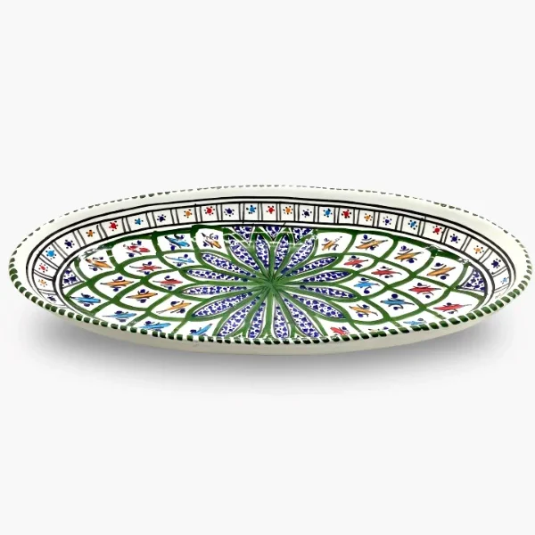 Plat oval 40D - Motifs graphiques vert