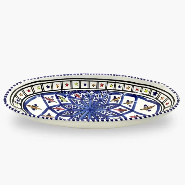 Plat oval 30D - Motifs graphiques bleu