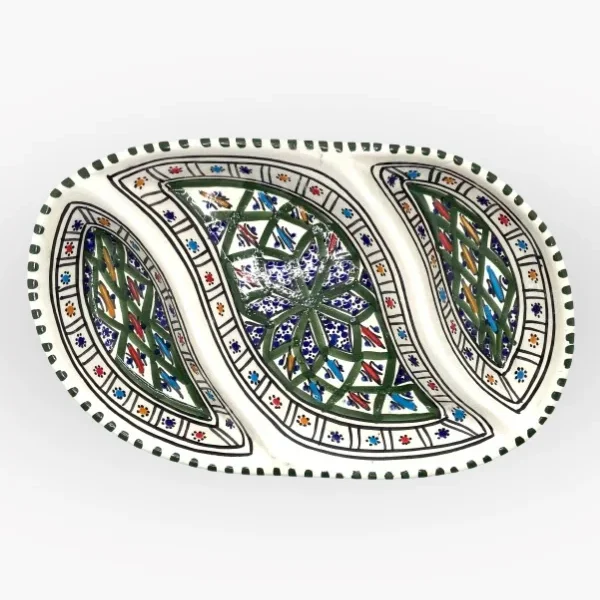 Plateau apéritif oval – Motifs graphiques vert