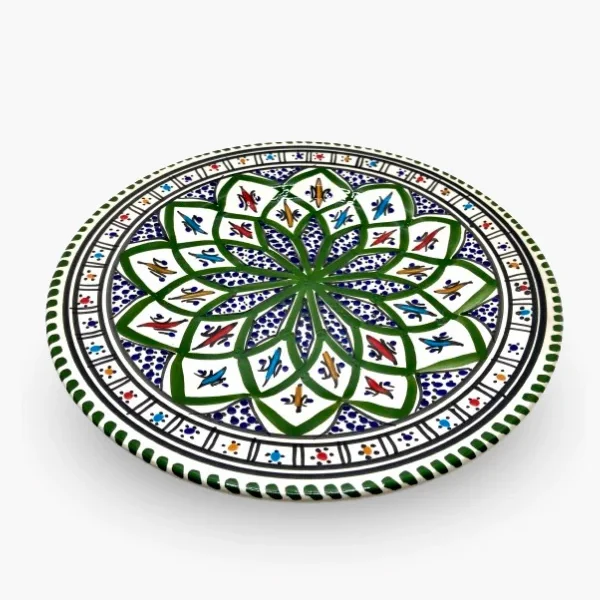 Assiette plate 27D – Motifs graphiques vert