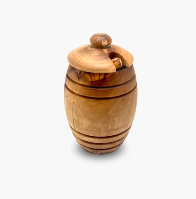 Pot à miel avec sa cuillère en Bois d’Olivier – Image 2