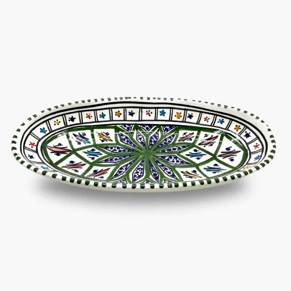 Plat oval 30D - Motifs graphiques vert