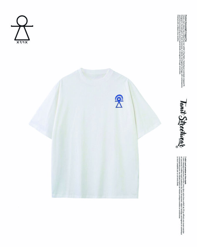 Premium Heavyweight Cropped Tee Blue – Image 2